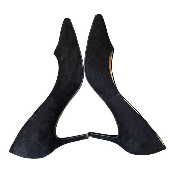 H&M Women's Black Faux Suede Leather Pointed Toe Classic Kitten Pumps Heels 38 - Picture 5 of 16